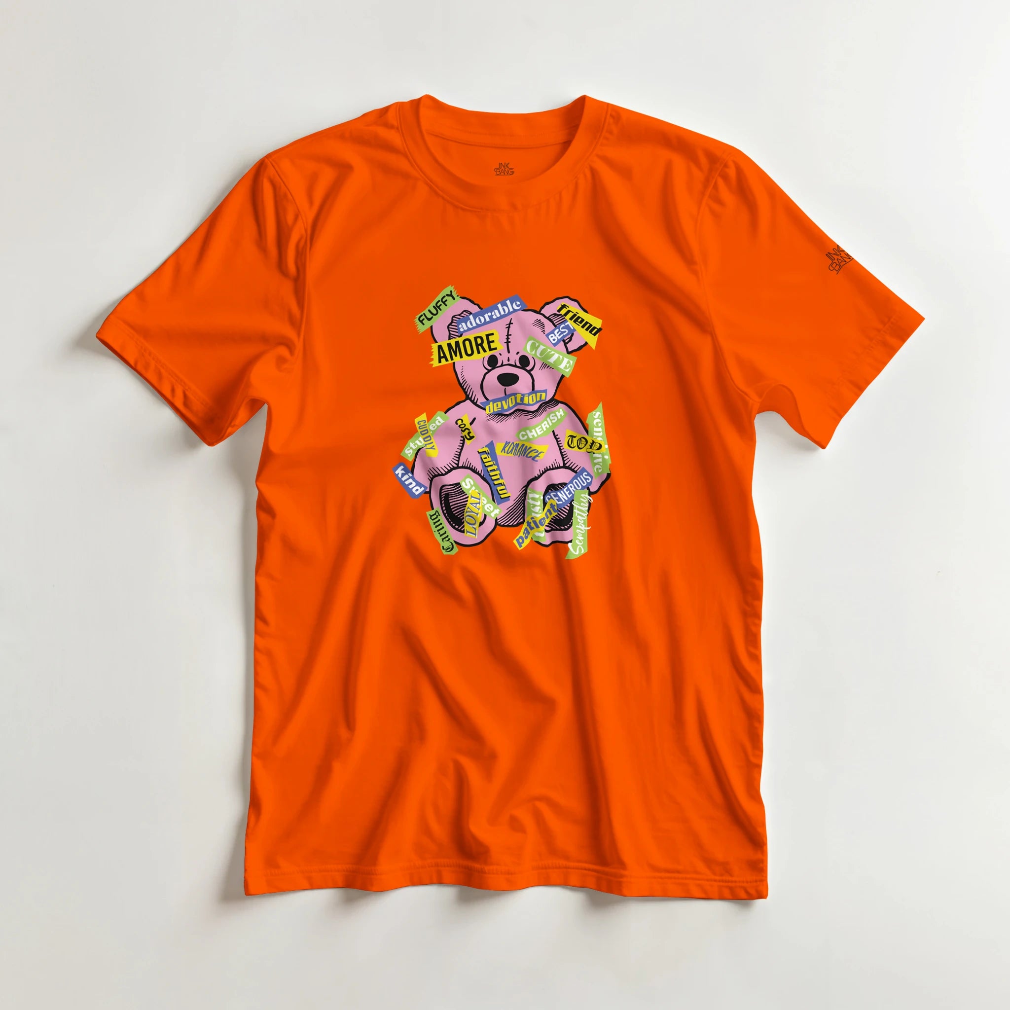 Amore love bear crewneck tee on [color] heavyweight cotton